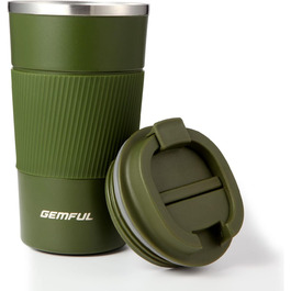 Термокружка з нержавіючої сталі 510 мл Gemful для подорожей та дому (зелена)