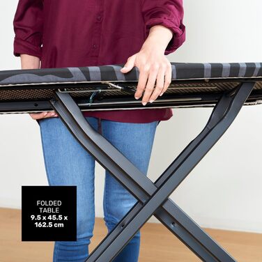 Гладильна дошка Taurus - складніша, регульована по висоті, для прасувальних станцій, 130 x 48 см, чорна