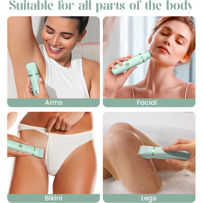 Електричний тример для бікіні для жінок, безболісний жіночий тример, акумуляторний, водонепроникний IPX7, для ніг, пахв, інтимної зони