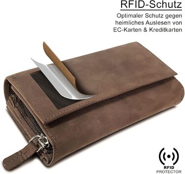 ROYALZ 'Orelia' Vintage Leather Wallet for Women - Large Portemonnaie (Wallet) with Many Compartments, RFID Blocker, Crossbody Wallet