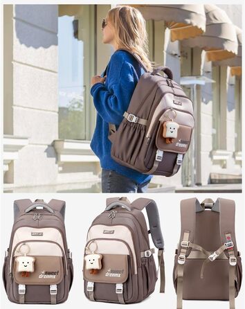 Дитячий рюкзак для дівчаток 2-10 класів, 32L | Легкий, з дихаючою спинкою та м'якими лямками | Рюкзак у школу для підлітків 8+ років (Хакі)