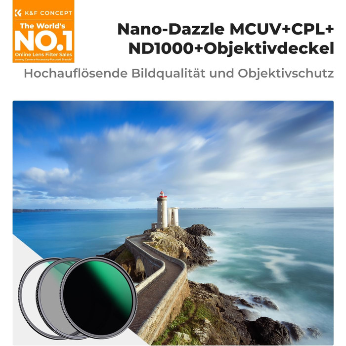 Набір фільтрів K&F Concept 77mm: поляризаційний (CPL), UV, ND1000 (Nano-Dazzle)