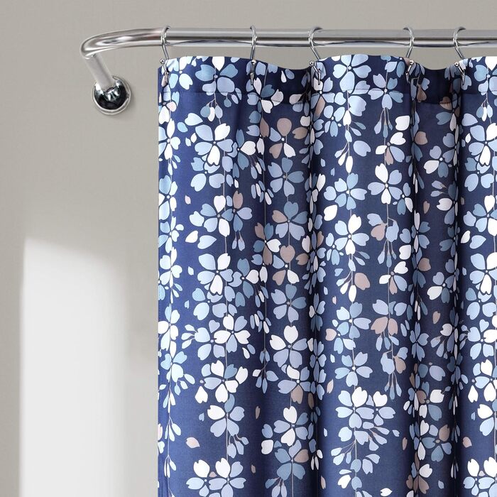 Шторка для душу Lush Decor з квітковим малюнком, 183 x 183 см, блакитний колір