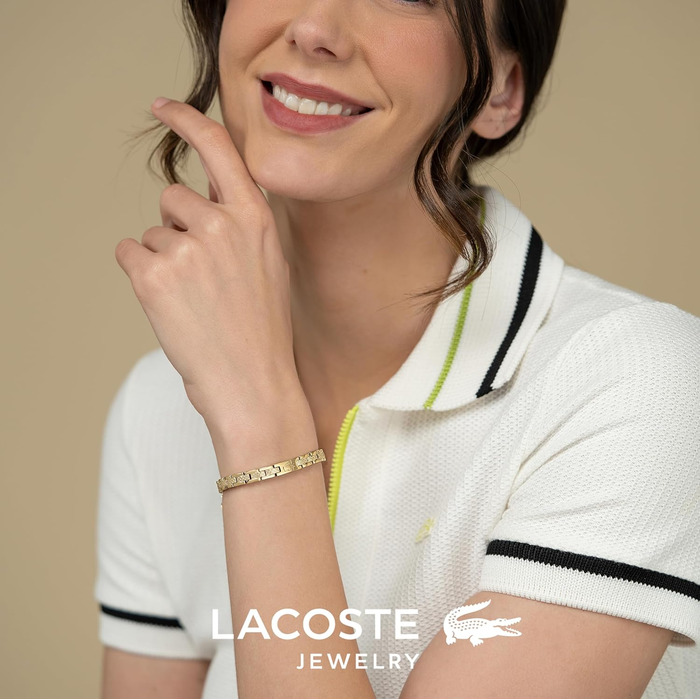 Браслет Lacoste MetroPole з застібкою-кнебелем, візерунок petit piqué, золото (для жінок)