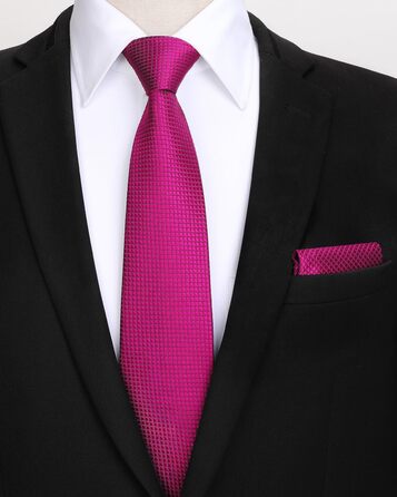 HISDERN Комплект краватки та нагрудного хустинки: рожевий, в клітинку, елегантний, класичний | HISDERN