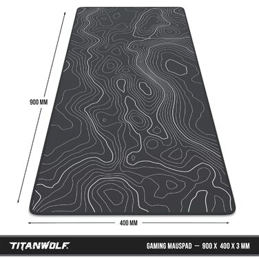 Килимок для миші TITANWOLF XXL 900x400mm - великий, покращена точність та швидкість, топографія
