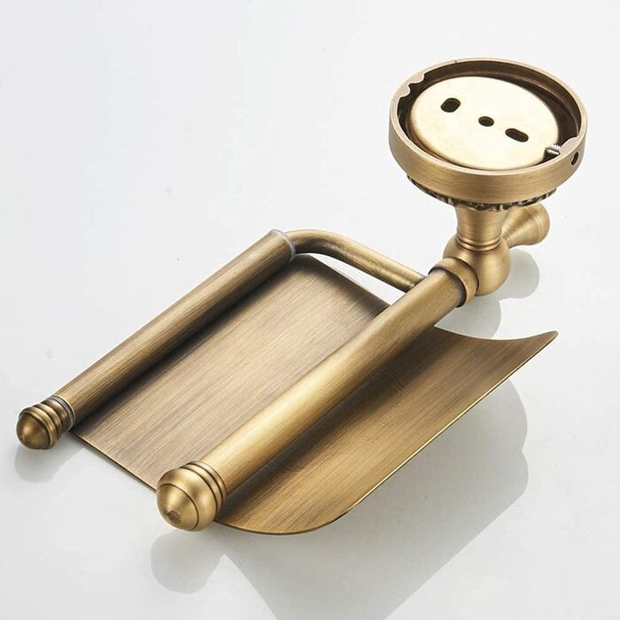 CASEWIND Toilet Paper Holder Antique, Brass Toilet Paper Holder, Retro Toilet Paper Roll Holder with Cover, Drill Wall Mount Vintage