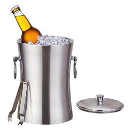 Преміум еісберг з кришкою та щипцями: еісберг з нержавіючої сталі, 3 л, для шампанського, коктейлів, вечірок та відпочинку на природі