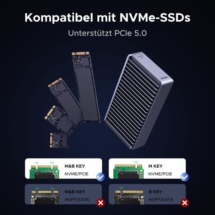 Зовнішній корпус для M.2 NVMe SSD UGREEN 80Gbps, сумісний з Thunderbolt 5/4 та USB4