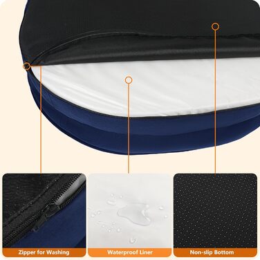 Ортопедичне ліжко для собак HMTOPE, собаче ліжко-софа з валиком для шиї, неслизьке дно, знімне та пральне, для маленьких та середніх собак, 90 x 71 x 15 см, темно-синій