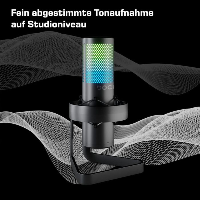 DOCKIN® MP2000: USB мікрофон-конденсатор для ПК, геймінгу, подкастів та стрімінгу - професійний мікрофон з підставкою для запису звуку з чудовою якістю звуку (130dB)