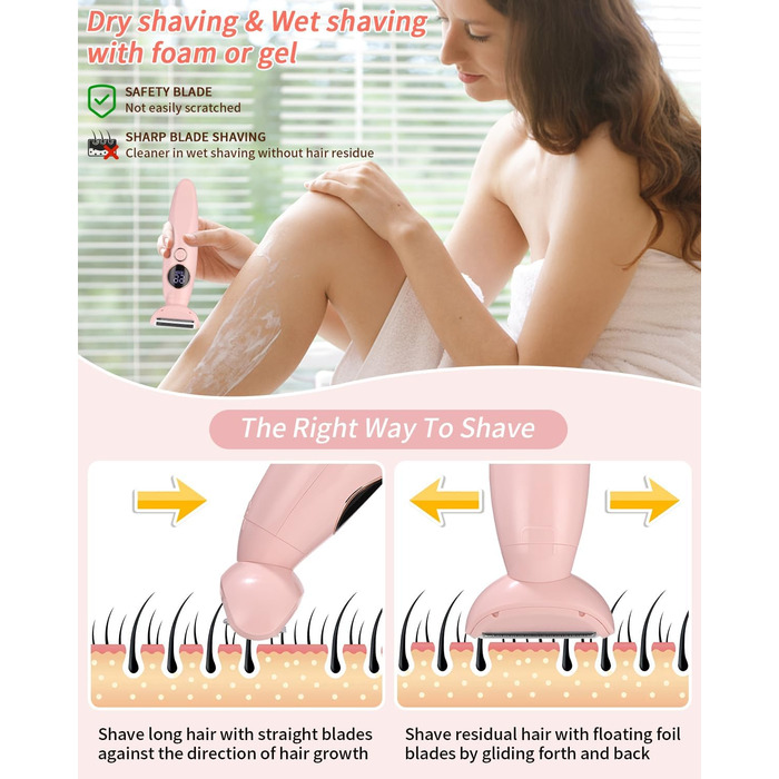 Електричний жіночий тример 5-в-1 для тіла, бікіні, брів та носа, з USB-станцією, білий (рожевий)