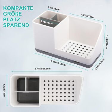 Тримач для зубних щіток у ванну кімнату: органайзер з отвором для зливу, знімний, сірий