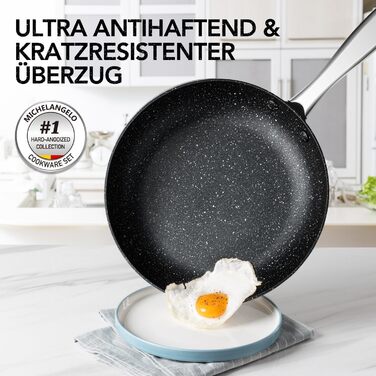 Набір каструль та сковорідок Michelangelo Kochtopf Set 10 шт. з кришкою, індукційне дно, чорний, з сито-кришкою та пароваркою