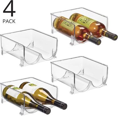 mDesign Wine Rack for Eight Bottles – Stackable Bottle Holder for Your Beverage Storage in the Kitchen – Clear