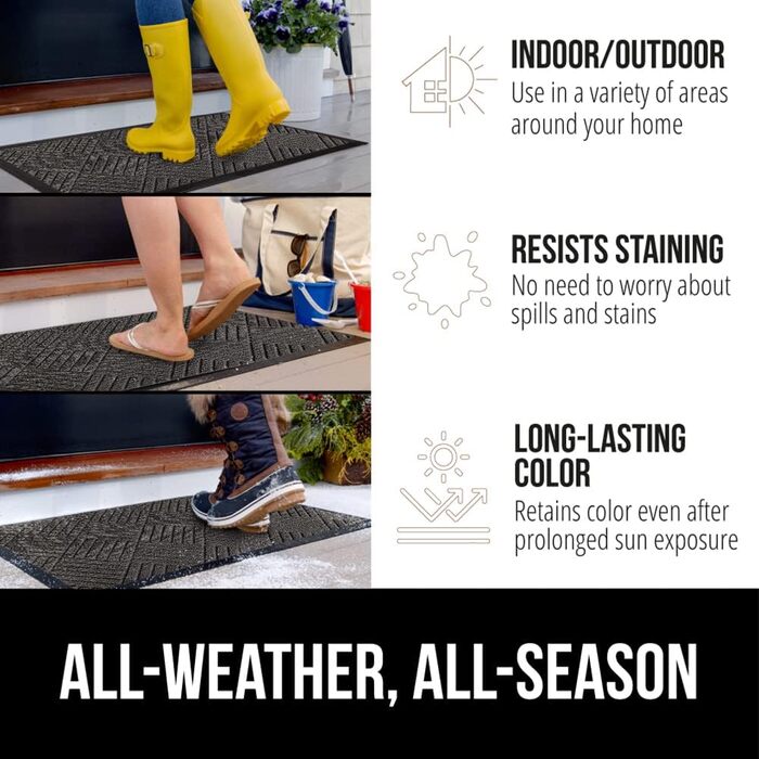 Килимок для підлоги GORILLA GRIP WeatherMax: 100% водонепроникний, для будь-якої погоди, з натурального каучуку, стійкий до плям та сонця, для дому та вулиці