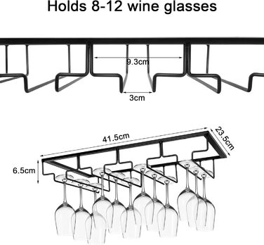 Металевий тримач для келихів вина Anshuke - 4 ряди, 8-12 келихів, для дому, ресторану, бару
