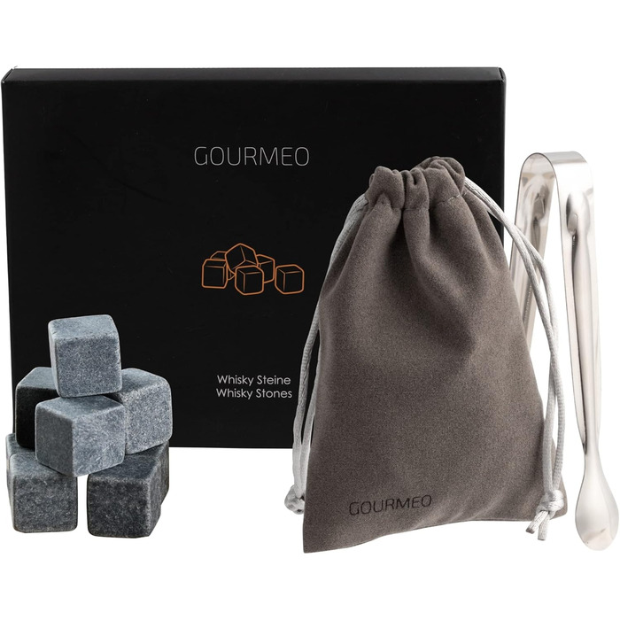 Набір камінців для віскі GOURMEO 9 - 9 шт. з нержавіючої сталі, з щипцями - аксесуар для віскі