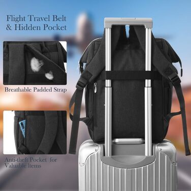 Жіночий рюкзак, шкільний рюкзак для дівчаток-підлітків, рюкзак для ноутбука 15.6 дюймів з захистом від крадіжки, робочий рюкзак для подорожей та походів (Чорний)