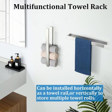 Тримач для рушників SAYAYO без свердління, нержавіюча сталь, 40 см, для ванної та кухні