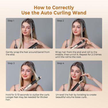 UKLISS Hairstyler 6 в 1 Airbrush: професійний набір для укладки волосся | 1000W | Air Curler, фен-щітка, стайлер для локонів, об'єму та випрямлення | Золотий