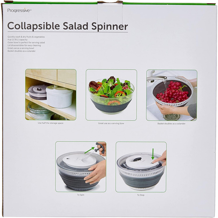 Progressive CSS-1MAX Collapsible Large Salad Spinner