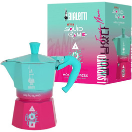 Кавоварка гейзерна Bialetti Moka Express Squid Game©, 3 чашки, алюміній