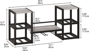 Настінна вітрина для вина VEDECASA на 3 яруси з 6 тримачами для келихів, сіра