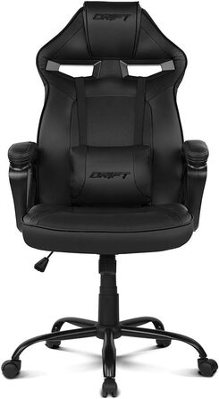 Ігрове крісло DRIFT GAMING DR50 (DR50BL) професійне, регулювання висоти, гойдальний механізм, м'які підлокітники, штучна шкіра, чорне, 67x122-131x67 см