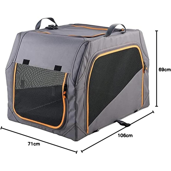 Складана переносна переносна собача будка HUNTER з алюмінієвим каркасом, сірого/помаранчевого кольору, S (106 x 71 x 69 см)