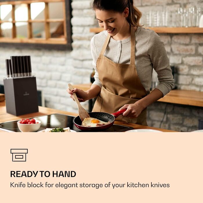 Набір ножів Klarstein 13-Piece з бруском, кухонні ножі зі сталі, японський стиль, чорний