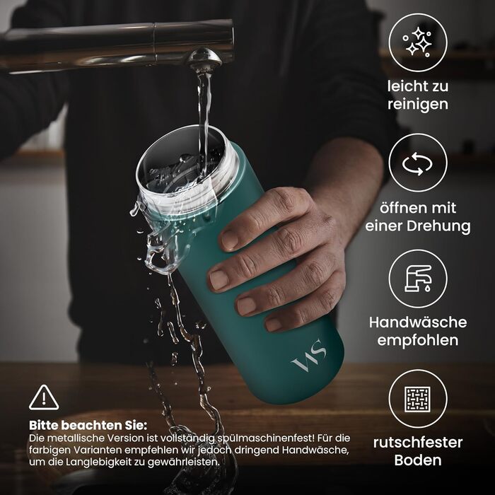 Термокружка для кави To-Go з нержавіючої сталі 360 мл - термокружка з подвійними стінками, без BPA, витримує 4 години гарячим та 8 годин холодним, ізольована вакуумна кружка для напоїв, подорожей, кави, чаю | Темно-блакитний колір, поворотний замок 360°