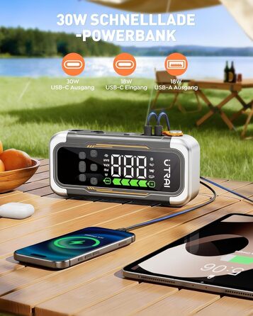 Powerbank для авто UTRAI 6000A з пусковим струмом, компресором та PD 30W – для бензин/дизель (до 10л)