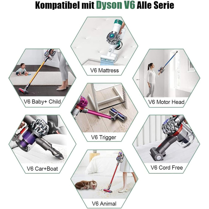 Запасний акумулятор 8000mAh V6 з LCD-дисплеєм для пилососів Dyson V6 (DC58, DC59, DC61, DC62, DC72, DC74, SV03, SV05, SV06, SV07, SV09) Animal/Absolute/Motorhead/Fluffy (2 фільтри, 8.0Ah)