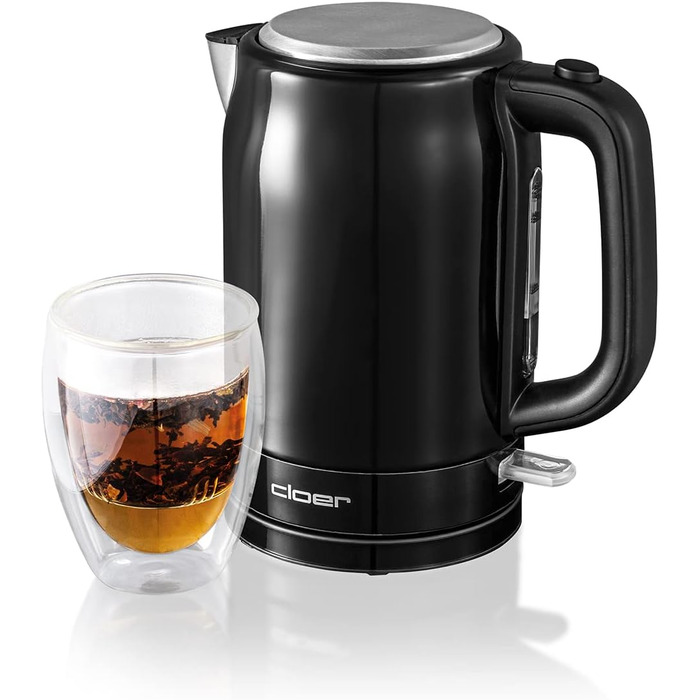 Електричний чайник Cloer 4511, 1.7 л, чорний, нержавіюча сталь, 2200 Вт, з індикатором рівня води, захистом від сухого кипіння та перегріву