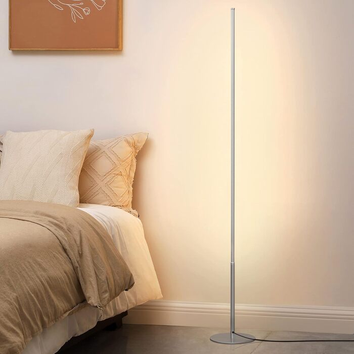LED торшер Edishine для вітальні, спальні, офісу, 146 см, регулювання яскравості, тепле світло 3000K, з вимикачем на ніжці, срібний (2 шт.)