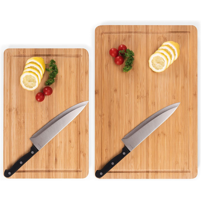 Blumtal Bamboo Cutting Board Wood made from 100% Bamboo XXL - 2cm thick wood board antibacterial - solid cutting board with juice groove - wooden cutting board 45x30x2cm - alternative to plastic cutting board