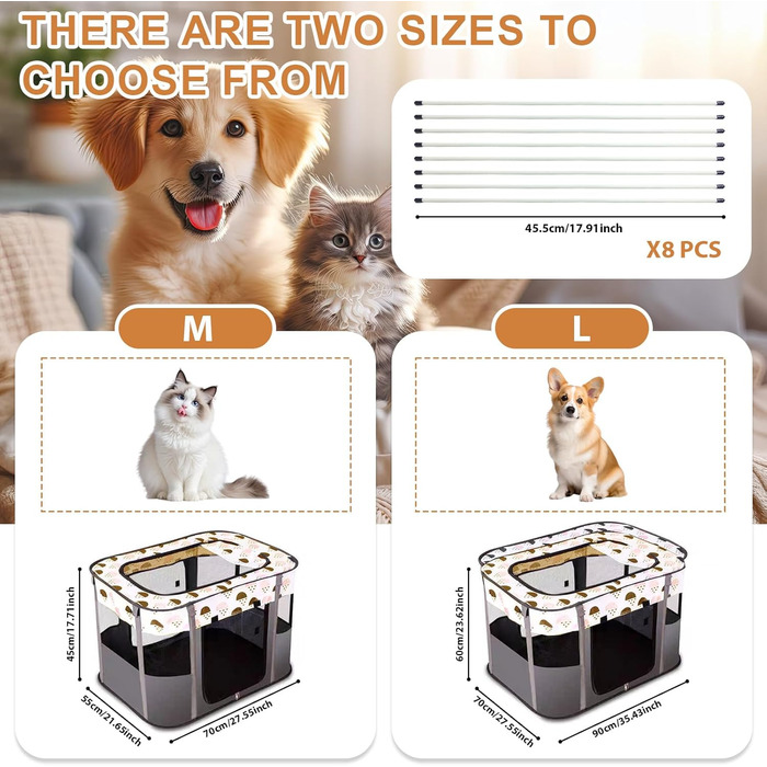 Клітка-забіг для цуценят, сіра. Розміру L. Розкладний забіг для тварин, огорожа для цуценят, портативна клітка для кошенят, цуценят, кроликів