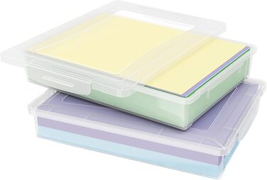 Lifewit 5L Storage Box with Lid, Plastic Box with Clip Closures, Document Box A Organizer, Multi-Purpose Boxes for Crafts, Paper, Art Supplies, Building Blocks, Tools (Transparent, 2)