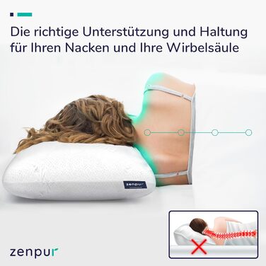 ZenPur 2-Pack Neck Pillow 40x60-13cm Memory Foam Pillow - Ergonomic Sleeping Pillow for Neck and Shoulder, Oeko-TEX Certified Medium 2-Pack 40 x 60 x 13 cm
