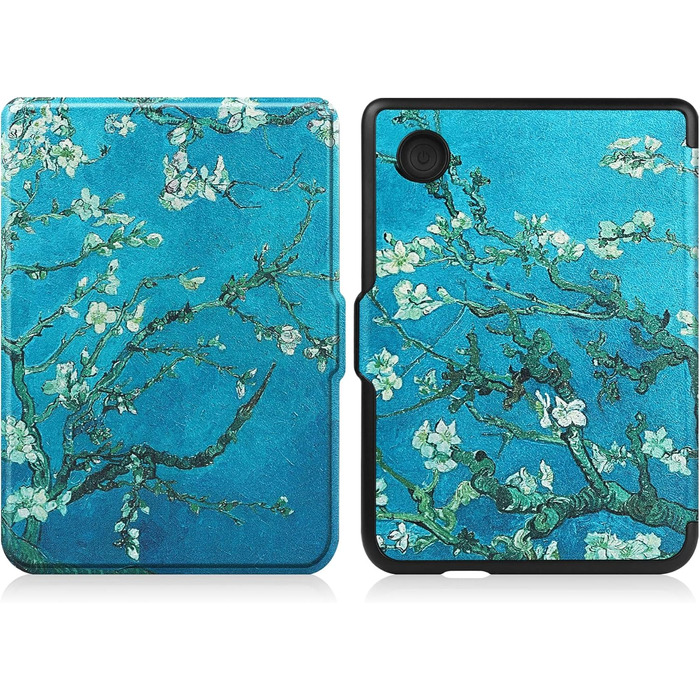 Чохол-книжка HGWALP для Tolino Shine 5/Shine Color/Shine 4 та Kobo Clara Colour/Clara BW/Clara 2E eReaders, преміум-якість, функція авто-сон/пробудження, квітковий дизайн (персиковий)