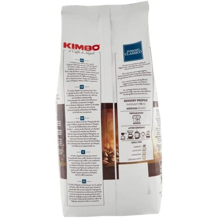 Кава в зернах Kimbo Espresso Classico, середній обсмаження, 1 кг