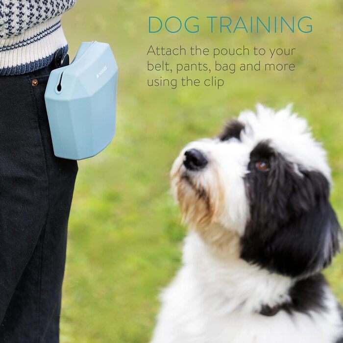 Набір Silikon від Navaris: 2 миски для корму для собак з кліпсою та магнітом - для ласощів, сухого та вологого корму (сірий & червоний, синій/сірий)