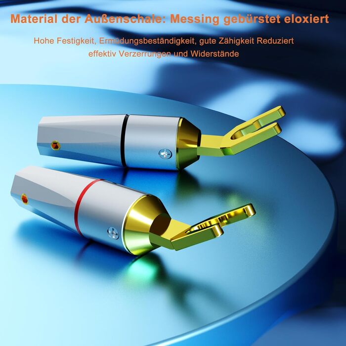 Комплект позолочених роз'ємів-лопаток для акустичних кабелів Monosaudio SY1508G (8 шт), чиста мідь, для кабелів 8-20AWG до 4мм, для підсилювачів та колонок