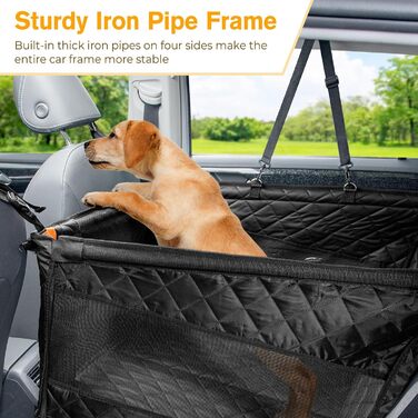 Pecute Dog Car Seat - XL Upgrade - Reinforced & Secure for Medium & Large Dogs - 70x61x55cm with 4 Straps