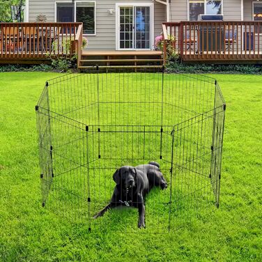 Клітка для собак IRIS OHYAMA 91.4 см, 8-панельна, для собак середніх та великих порід, портативна, чорна