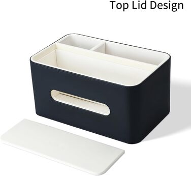 KINGFOM Склянка для серветок з 2 відсіками, шкіряна, для дому, офісу, ванної кімнати (Чорний)