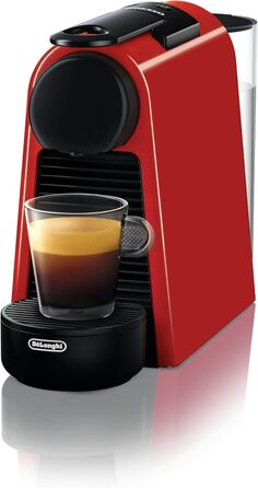 Кавова машина капсульна Nespresso De'Longhi Essenza Mini EN 85.R, 19 бар, 0,6 л, набір з 7 капсул, червона, без спінювача молока