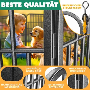 Вольєр для цуценят Freilaufgehege XXL: просторий вольєр для собак, котів, кроликів з дахом та анкерами. 8 секцій по 80x80 см, чорний