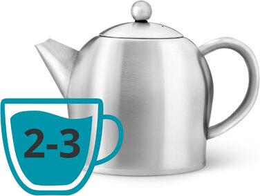 Bredemeijer small, round double-walled stainless steel teapot, 0.5 Liter